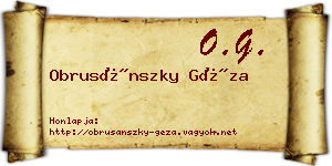 Obrusánszky Géza névjegykártya
